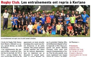 2012 09 11 - LE TELEGRAMME - reprise entrainement.
